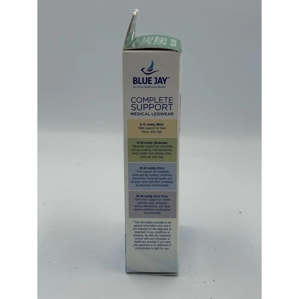 Blue Jay Compression Stockings Size XL Black 15-20 mmHg Knee High Closed Toe New